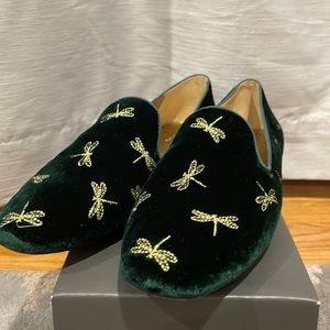 Green Velvet sz 9.5 Dragonfly Loafers